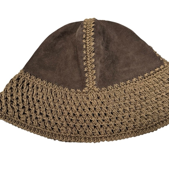 New Anthropologie Suede Crochet Bucket Hat main image 4